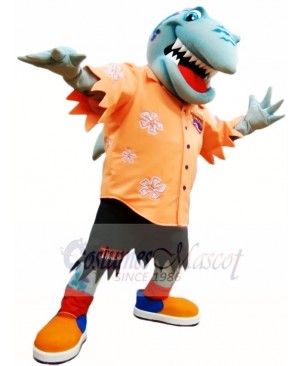 Cute Orange Shirt Shark Mascot Costume Ocean