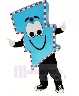 Mr. Electric Blue Lightning Bolt with Thick Stripes Mascot Costume