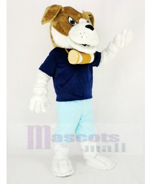 Saint Bernard Dog with Blue T-shirt Mascot Costume Animal 