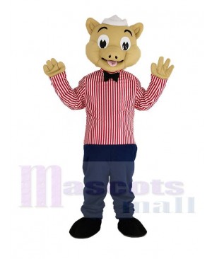 Waiter Pig Mascot Costume Animal