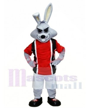 Sporty Gray Rabbit Mascot Costume 