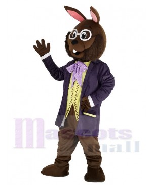 Mr.Bunny Rabbit in Purple Tuxedo Mascot Costume Animal