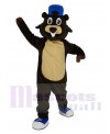 Brown Beaver with Blue Hat Mascot Costume