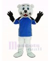 Polar Bear with Blue Jessry Mascot Costume Animal