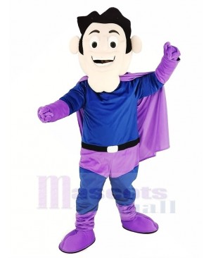 Super Hero with Purple Cloak Mascot Costume People