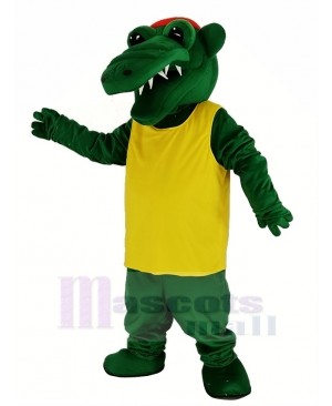 Tuff Gator with Yellow T-shirt Mascot Costume Animal