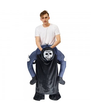 Black Ghost Skeleton Carry me Ride on Halloween Christmas Costume for Adult