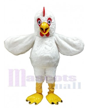 White Plush Cock Rooster Mascot Costume Animal