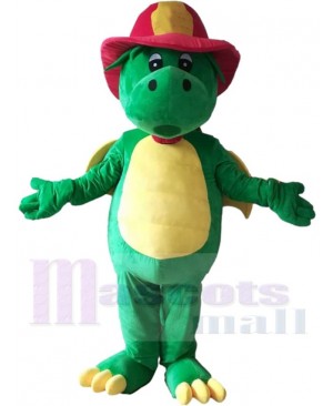 Grisu Dragon Mascot Costume Animal wearing Fire Helmet