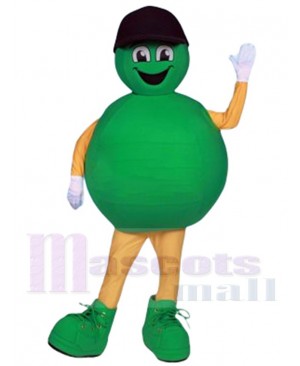 Green Lotto Ball Mascot Costume Cartoon