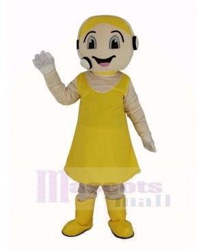 Customer Service Representative in Yellow Dress Mascot Costume