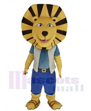 Folly Lion Mascot Costume Animal in Off White Vest