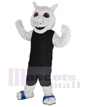 White Squirrel Mascot Costume Animal in Black Sport Jersey