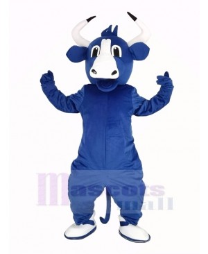 Happy Blue Bull Mascot Costume