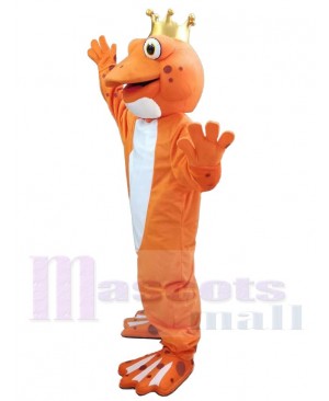 Orange Frog wear Crown Mascot Costume Animal