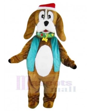 Christmas Santa Dog Mascot Costume Animal in Blue Vest