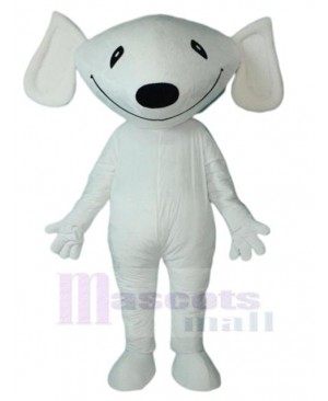 Comical White Dog Mascot Costume Animal with Big Ears