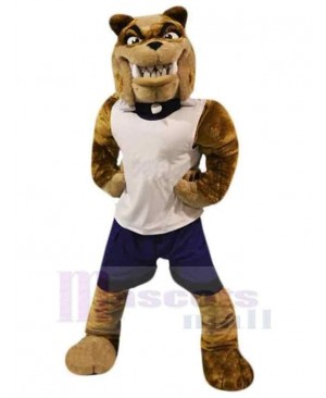 Strong Bulldog Mascot Costume Animal in White Vest