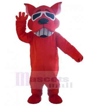 Smiling Sunglasses Red Dog Mascot Costume Animal