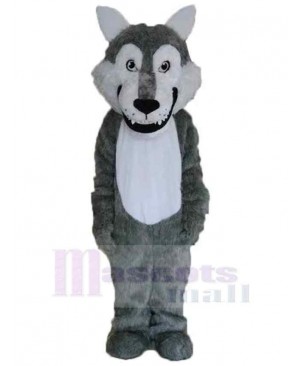 Cute Gray Wolf Long Wool Mascot Costume Animal