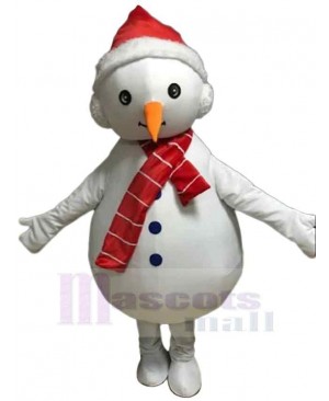 Christmas Snowman Mascot Costume with Carrot Nose