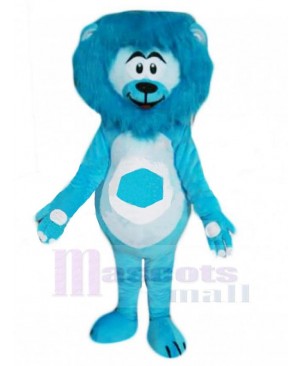 Happy Blue Lion Mascot Costume Animal