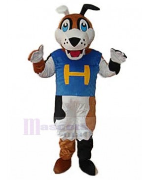 Black and White Mitt Dog Mascot Costume in Blue Jersey Animal