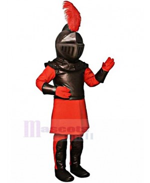 Roman Knight in Red Armor Mascot Costume People