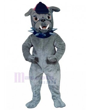 Gray British Bulldog Mascot Costume with Peaked Cap