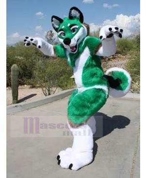 Green and White Husky Dog Fursuit Mascot Costume