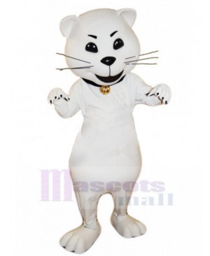 Playful White Cat Mascot Costume Animal