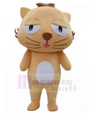 Reticent Yellow Cat Mascot Costume with Brown Beard Animal