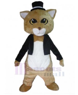 Gentleman Cat Mascot Costume in Black Tuxedo Animal