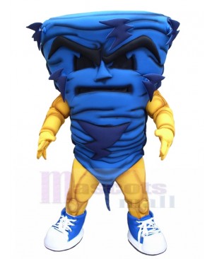 Horrible Blue Tornado Mascot Costume with Lightning