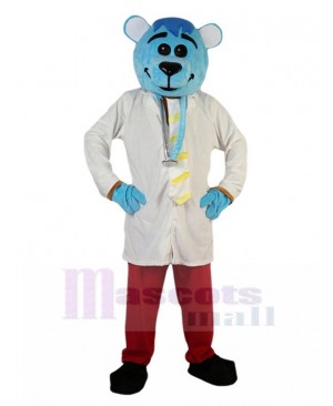 Smiling Blue Mouse Doctor Mascot Costume Animal