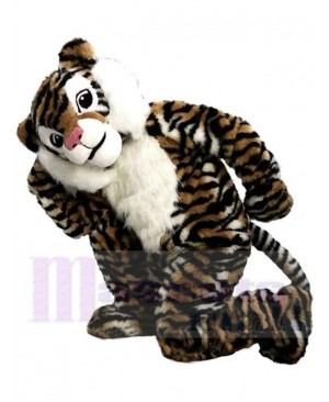 Brown Plush Tiger Mascot Costume Animal with Pink Nose