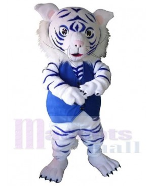 Cute White and Blue Tiger Mascot Costume Animal