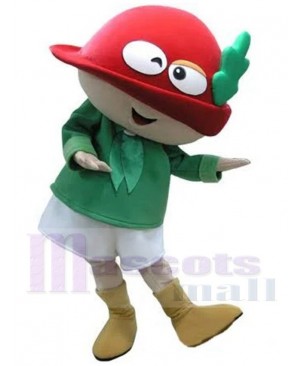 Cute Little Elf Mascot Costume Cartoon with Red Hat