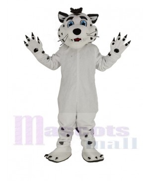 White Leopard with Blue Eyes Mascot Costume Animal