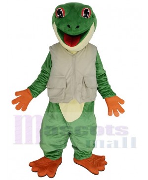 Smiling Tree Frog Mascot Costume Animal with Red Tongue