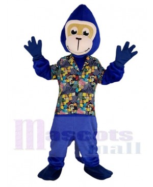 Gorilla Monkey in Floral Shirt Mascot Costume