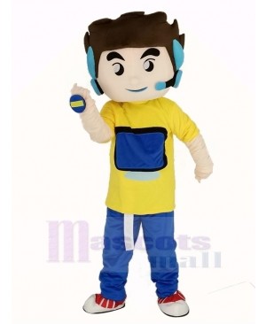 Earphone Computer Boy Mascot Costume People