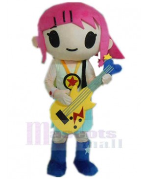 Cool Guitar Girl Mascot Costume People