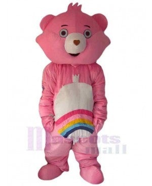 Pink Rainbow Bear Mascot Costume For Adults Mascot Heads