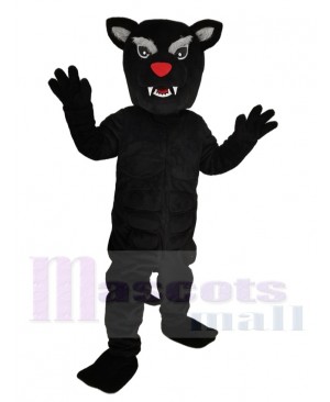 Fierce Black Panther with Red Nose Mascot Costume