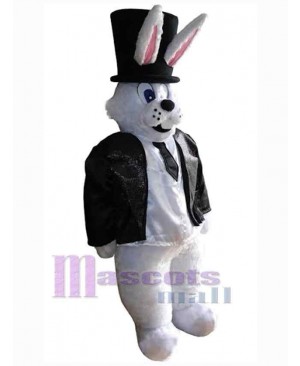 Bunny with Black Hat Mascot Costume Animal