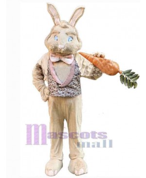 Bunny Rabbit with Pink Bowknot Mascot Costume Animal